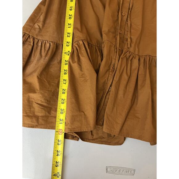 Boho Chic Avant Garde Cottagecore Lagenlook Tiered Dress M Art Terracotta Brown - Picture 15 of 16